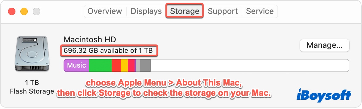 Check the storage of your Mac
