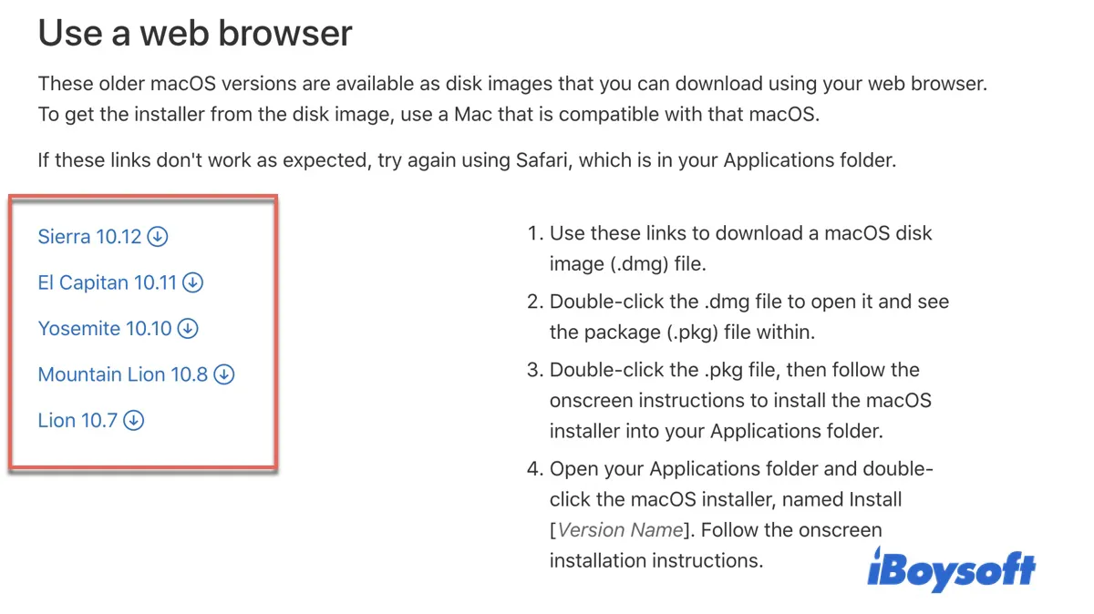 Télécharger des fichiers dmg de macOS sur Windows