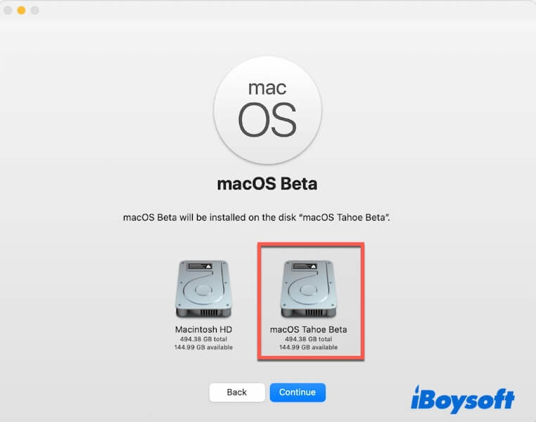 chose newly added APFS volume