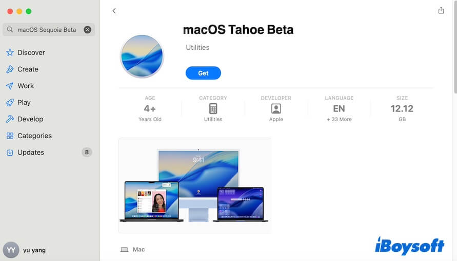 download macOS Tahoe Beta from App Store