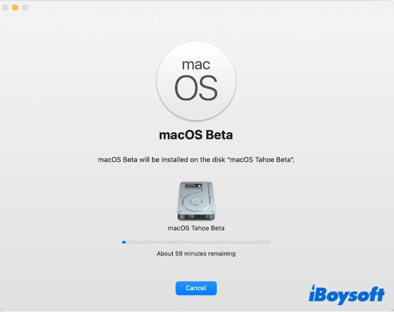 wait for macOS Tahoe Beta finish installation