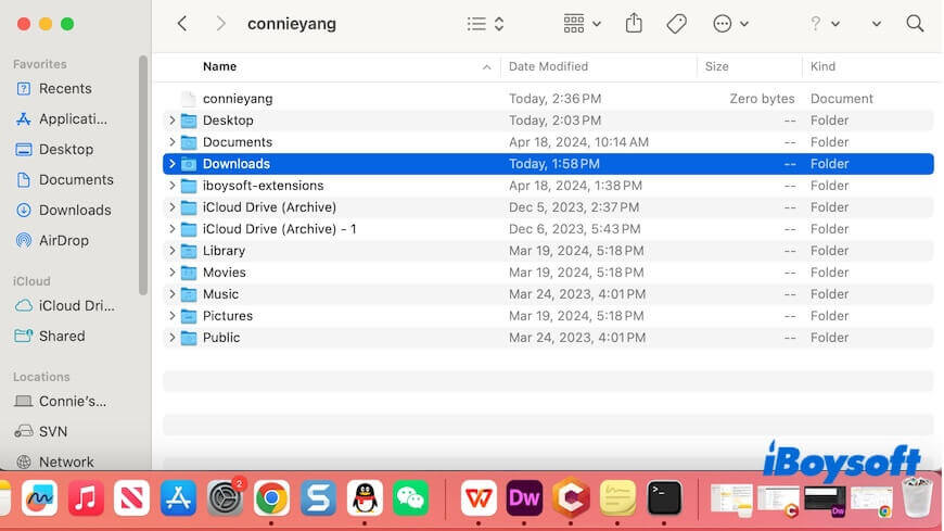 find Downloads folder in Home folder