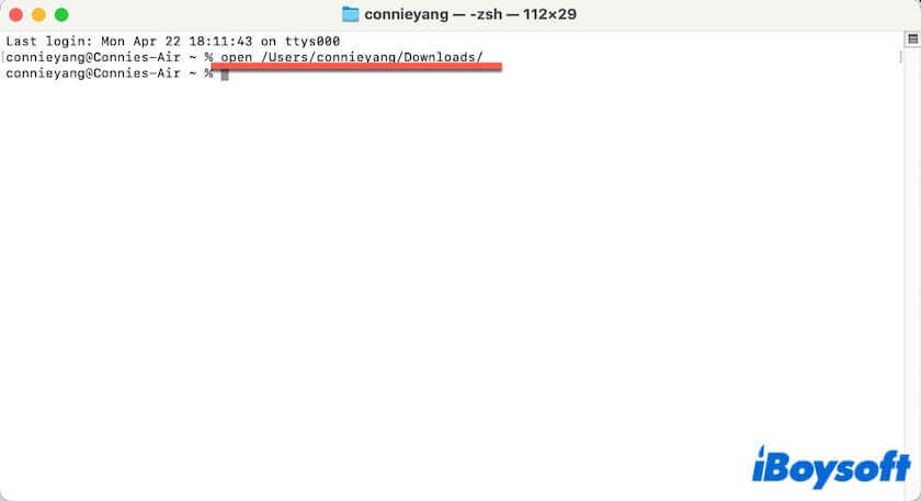 Mac Downloads folder path for Terminal