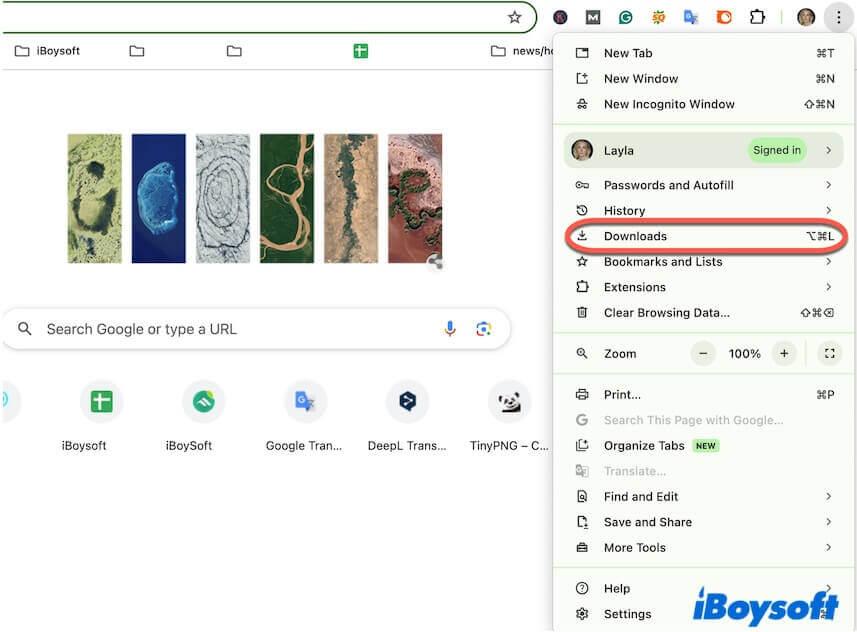 open Downloads in Chrome