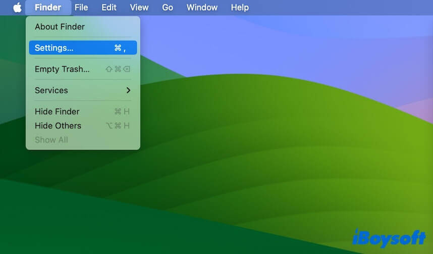 open Finder settings