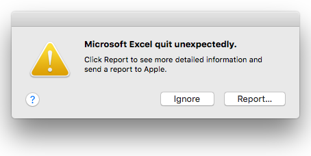 Microsoft Excel quit unexpectedly