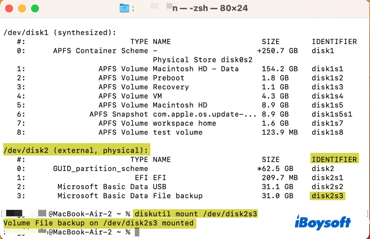 Mount exFAT drive on Mac via Terminal