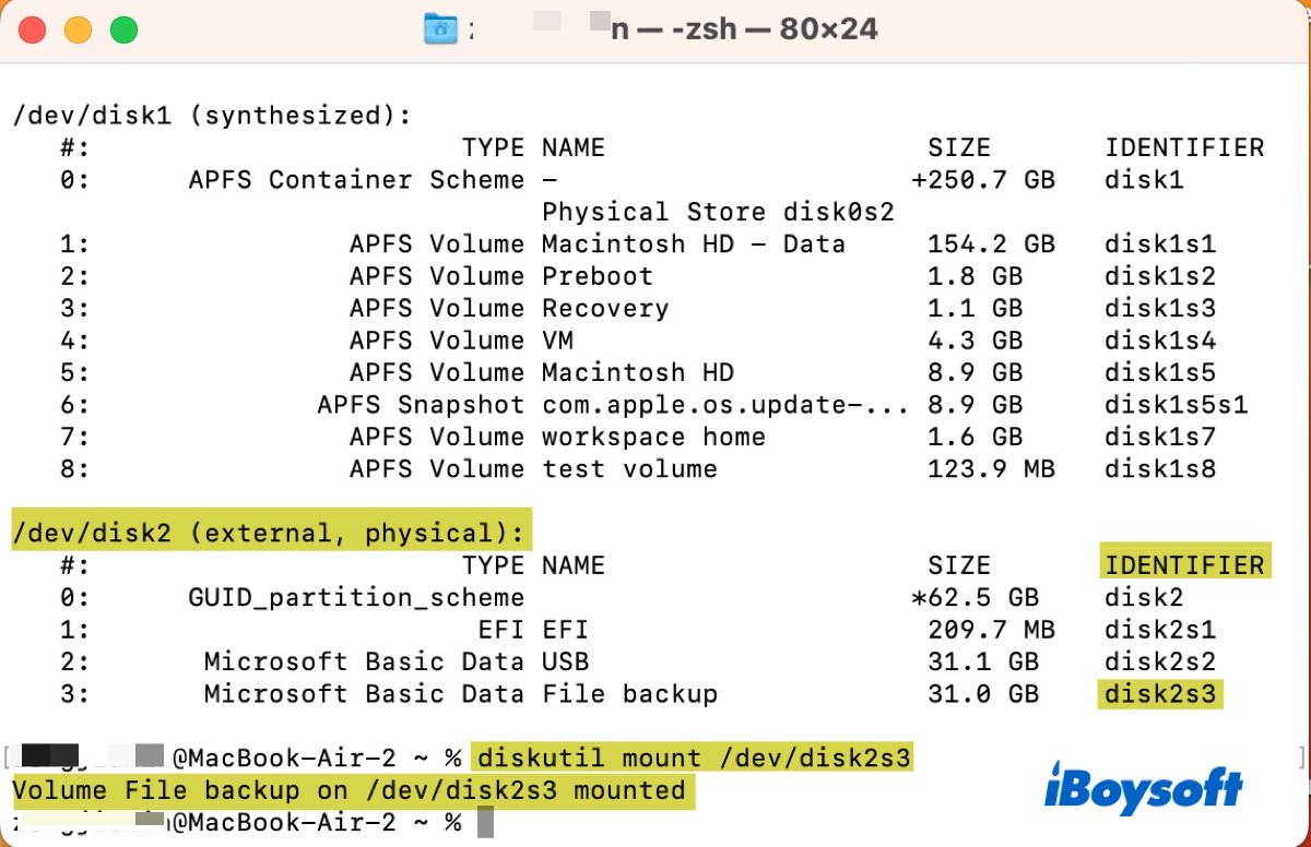 Montar disco exFAT en Mac a través de Terminal