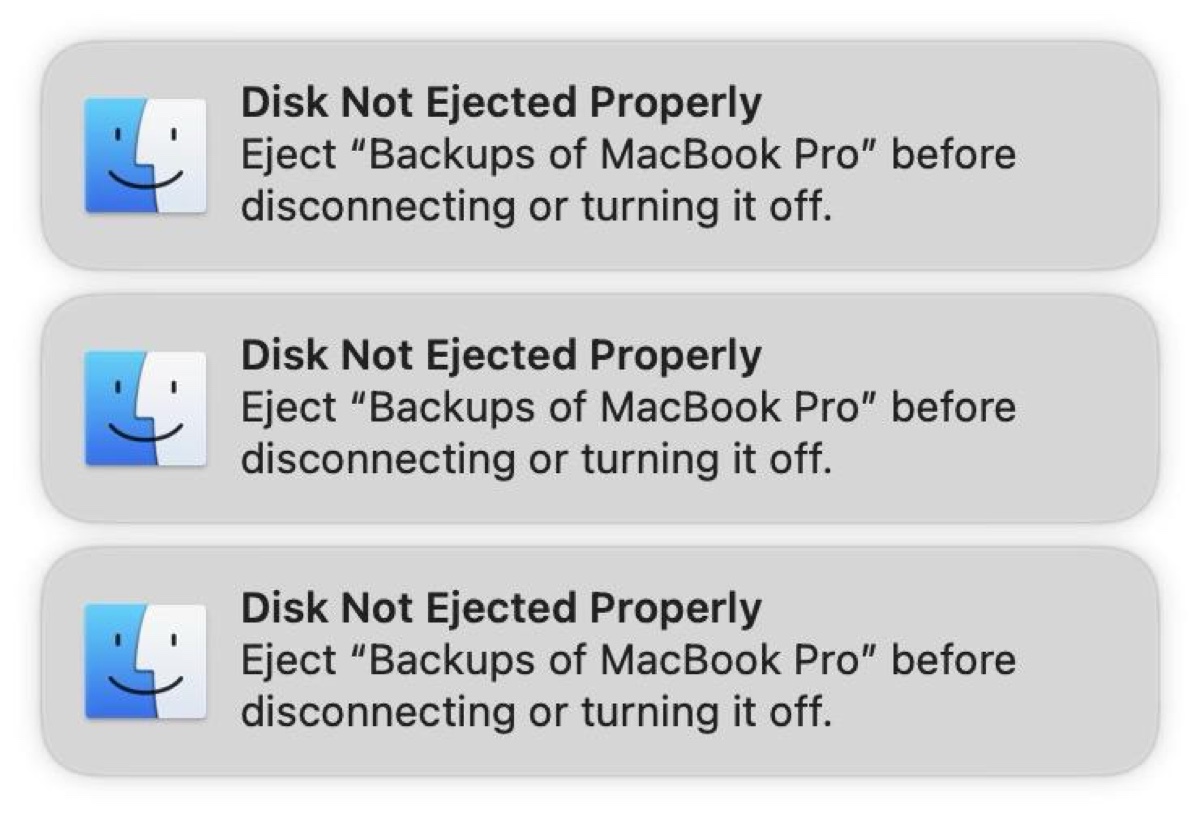 macOS Sonomaでディスクが正しく排出されていません
