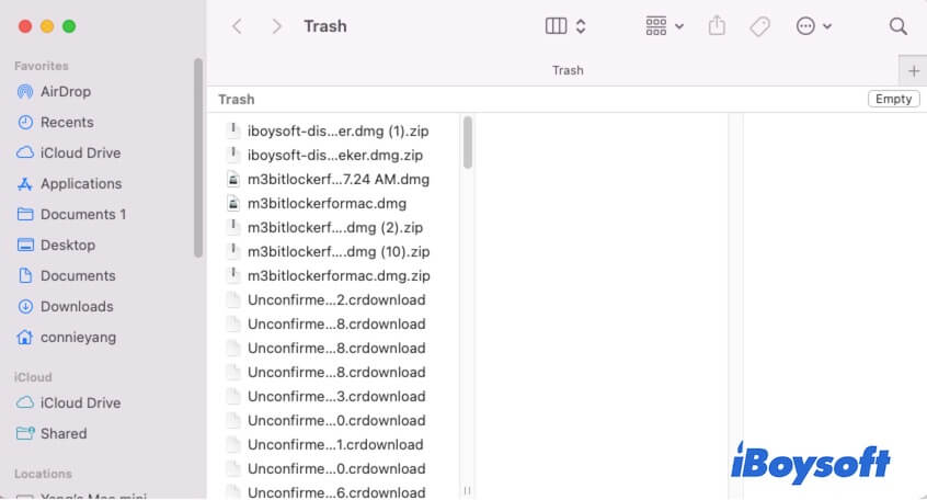 Papierkorb leeren auf Mac