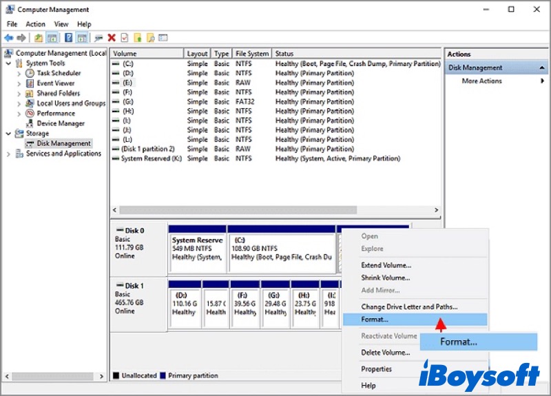 format bitlocker drive with disk management