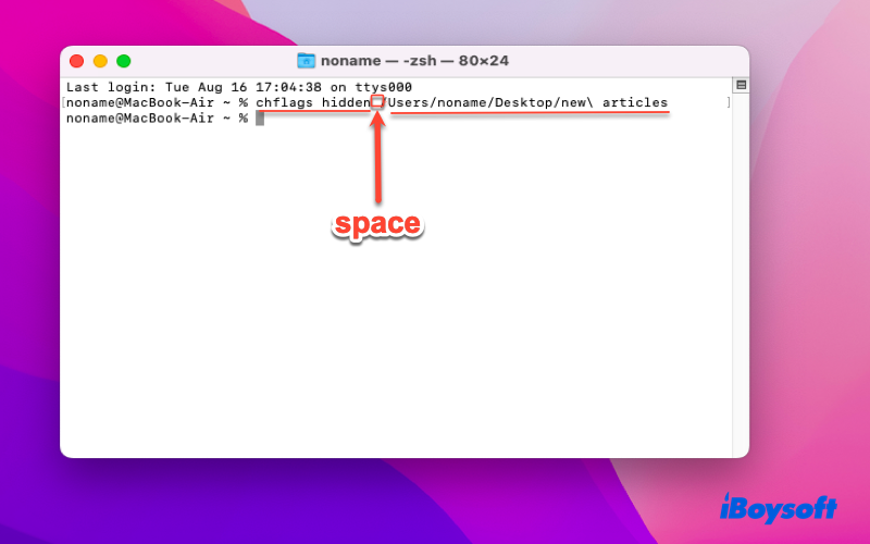 hide a single icon on Mac desktop with Terminal