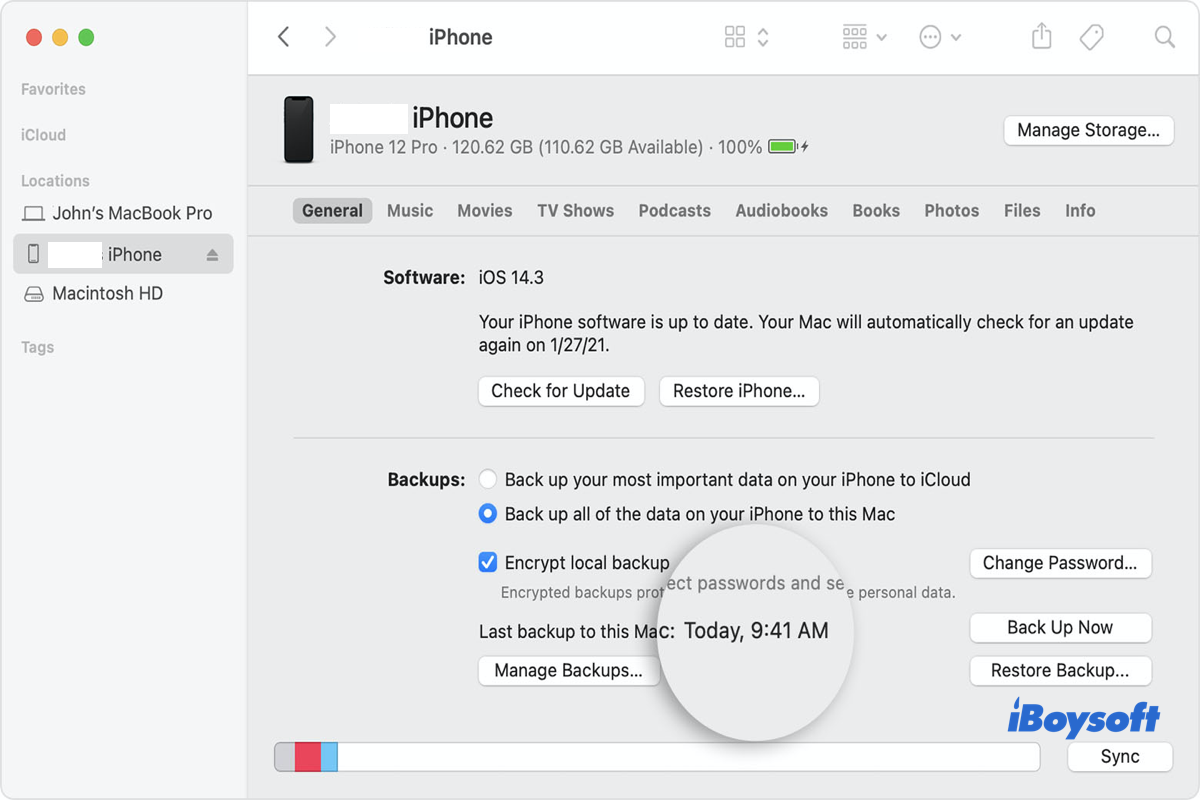 How to back up iPhone to mac