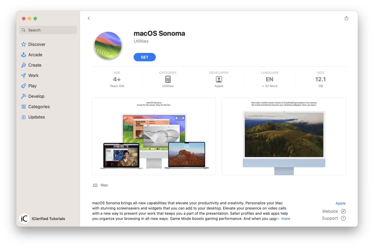 télécharger l'installateur macOS Sonoma pour Mac