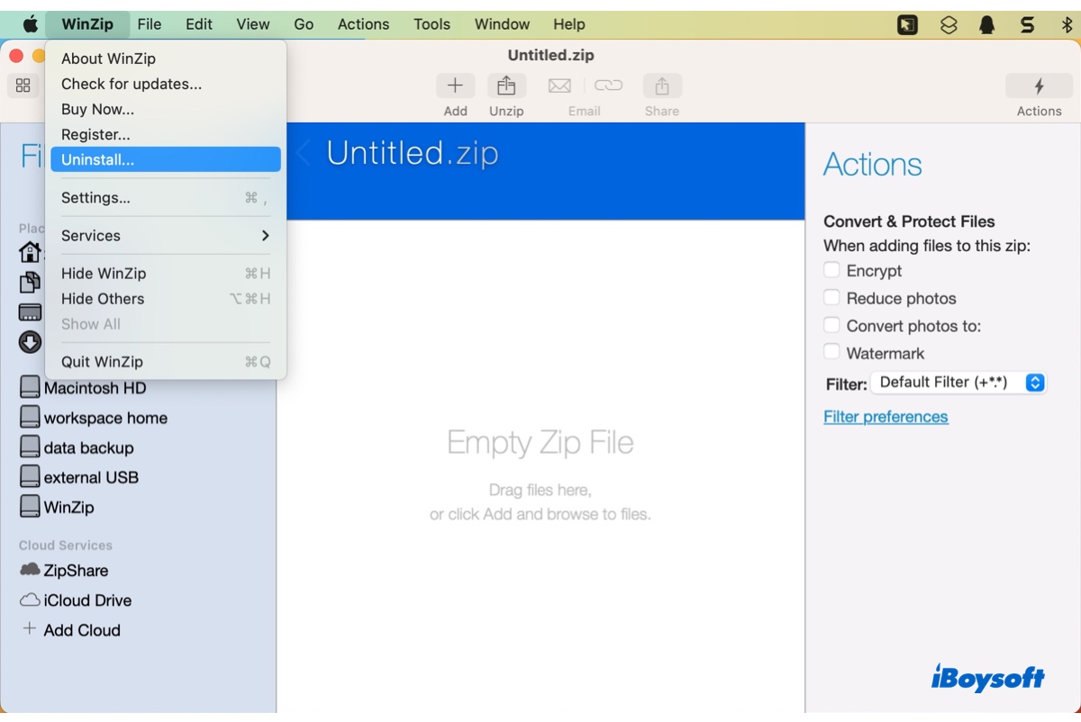How to delete WinZip from Mac