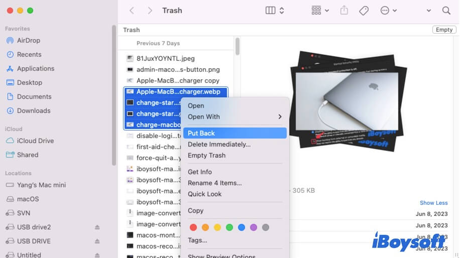 Gelöschte Dateien auf dem Mac zurücklegen