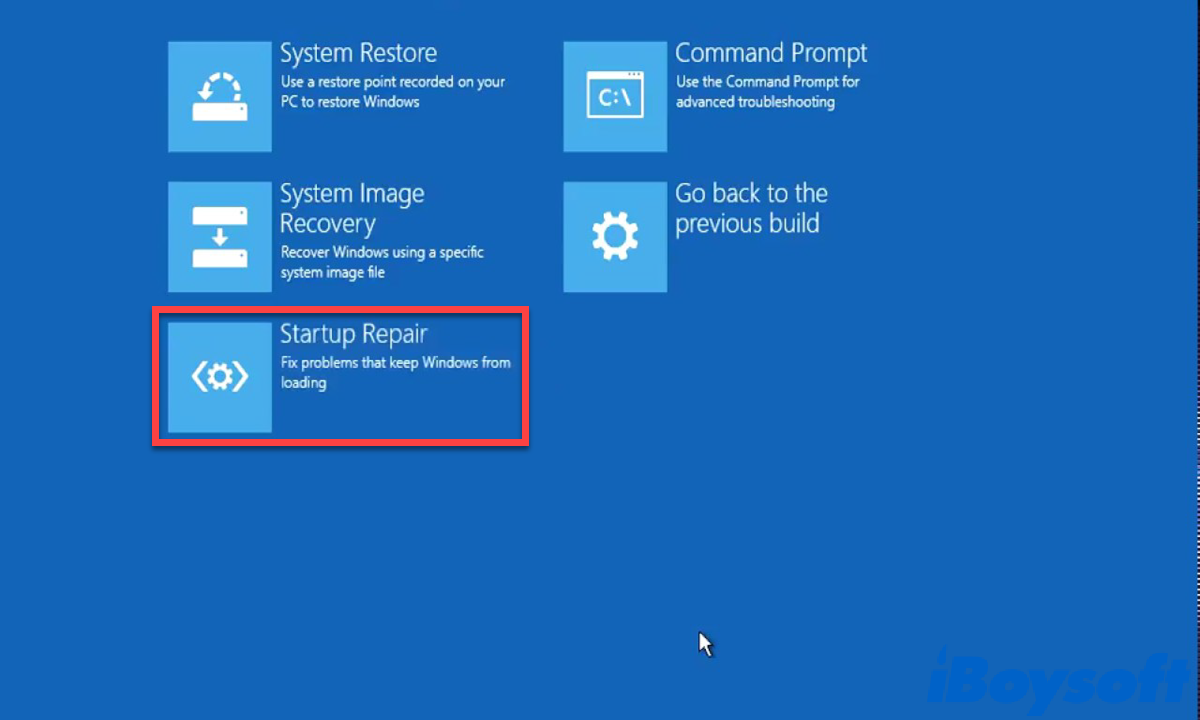 How to fix error code 0xc0000225 by using startup repair