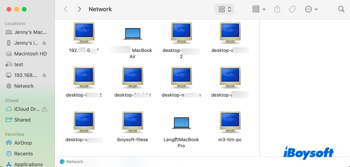 Macで自動的に検出されたネットワークドライブをブラウズする