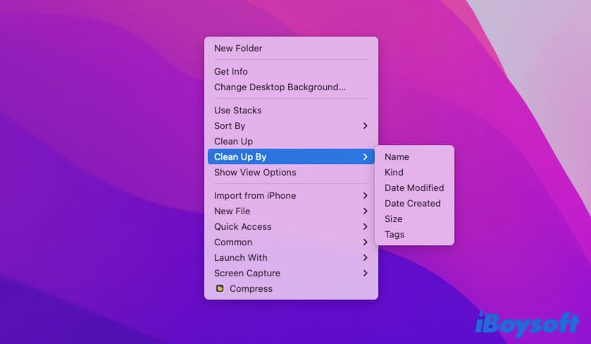 Ändern Sie die Art und Weise, wie der Desktop aufgeräumt wird