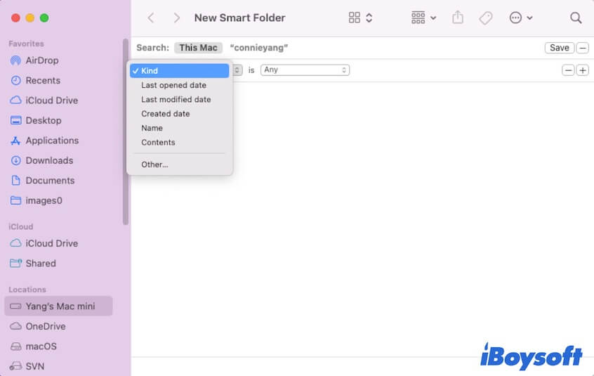 Setzen Sie Kriterien für den neuen Smart-Folder