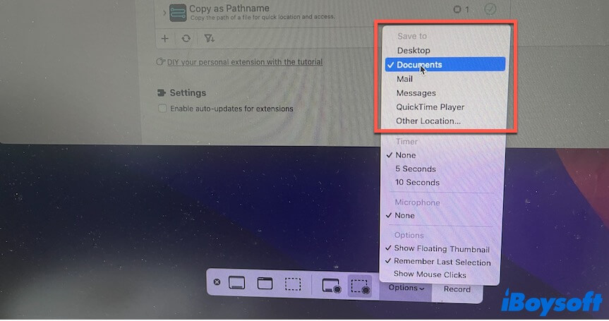 Ändern des Standorts von Screenshots, um Symbole auf dem Mac-Desktop zu entfernen