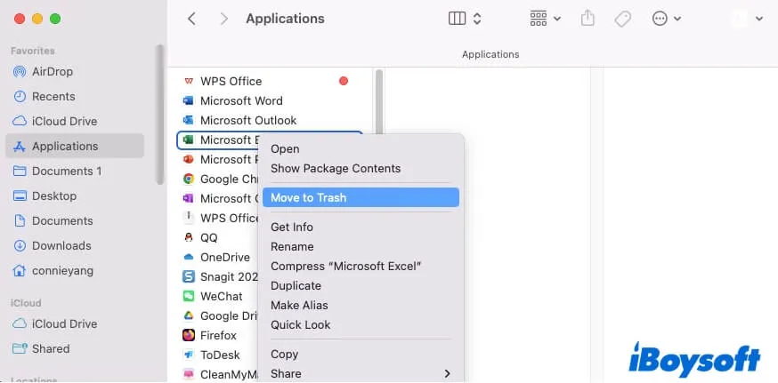 supprimer des applications dans Finder Mac