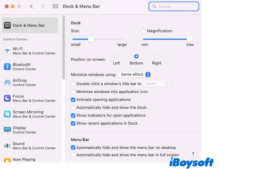 hide menu bar on desktop