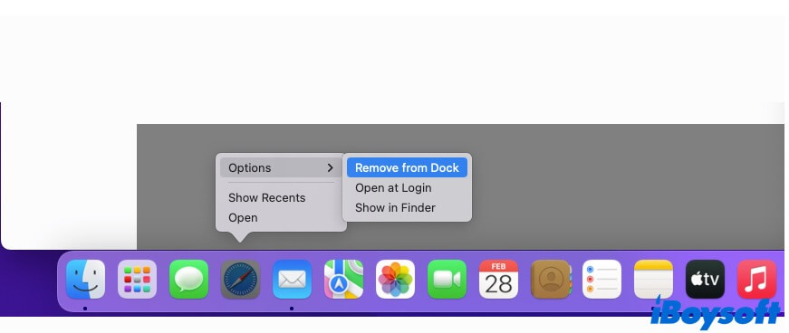 eliminar iconos de Mac Dock