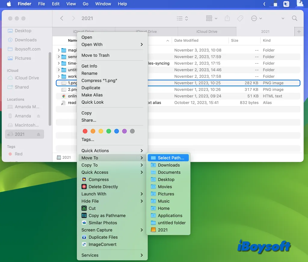 Dateien mit iBoysoft MagicMenu übertragen