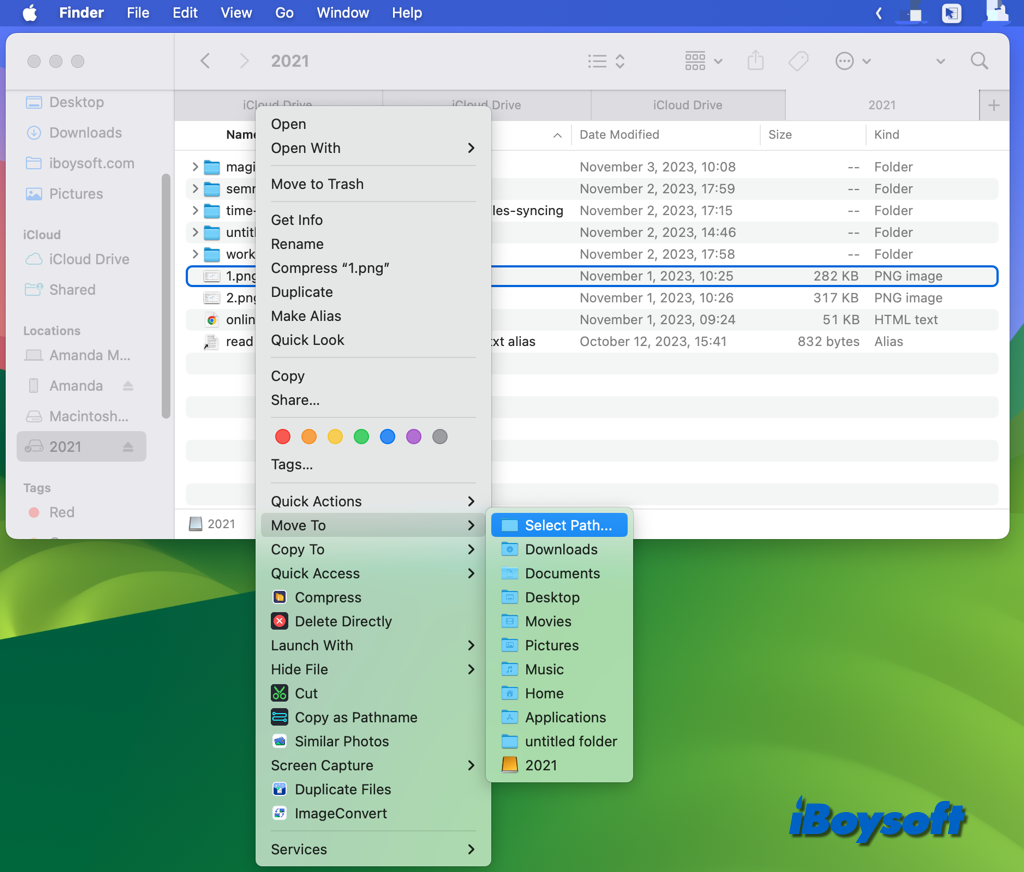 transfer files with iboysoft magicmenu