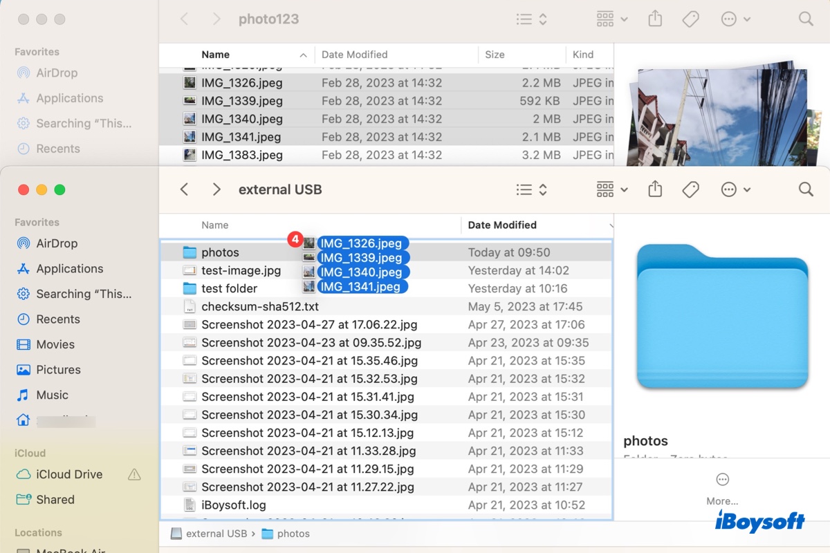 Cómo transferir archivos a disco duro externo en Mac