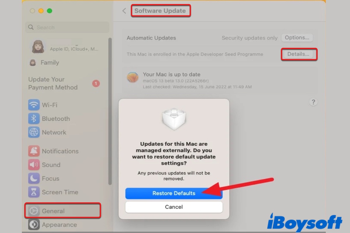 How to delete Ventura beta profile on Mac