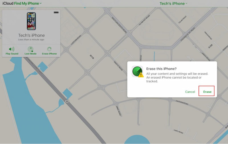 iCloudの「Find My」を使ってiPhoneを消去する