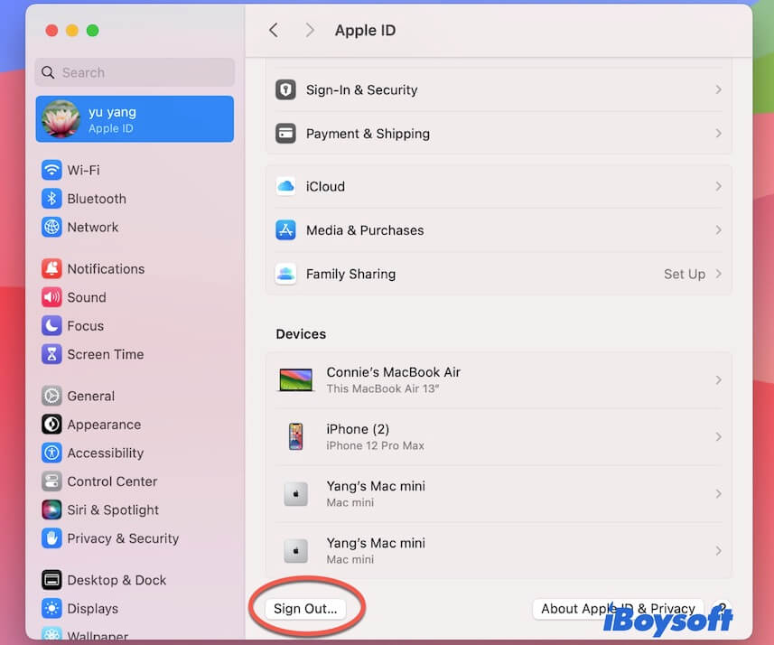 Apple-ID auf dem Mac abmelden