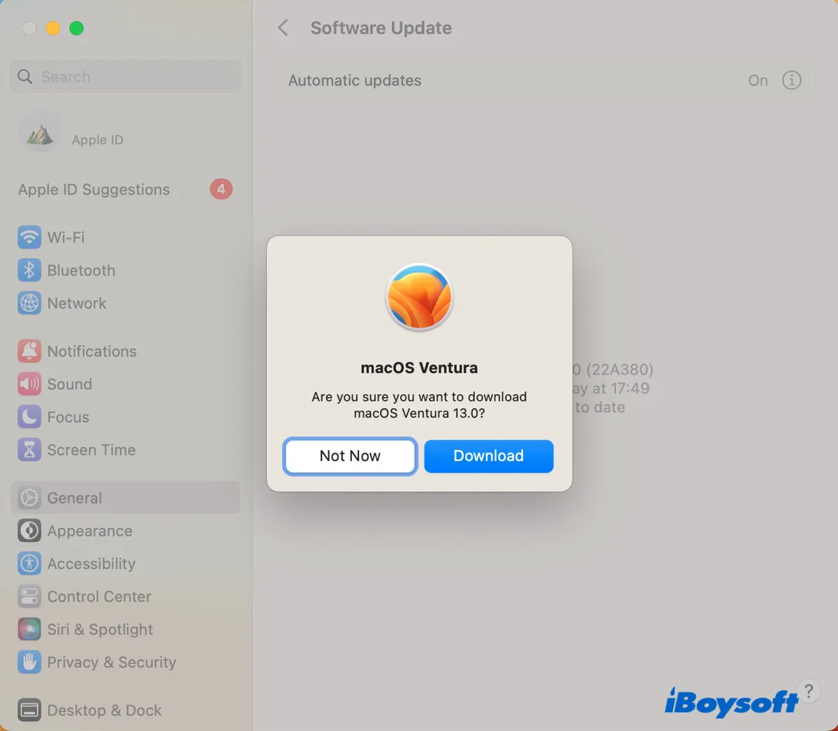 Click Download to download macOS Ventura full installer