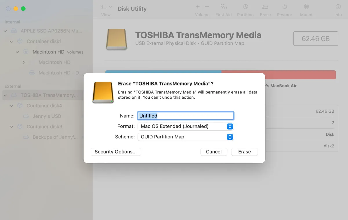 Erase your USB drive to prepare it for the macOS Sonoma installer