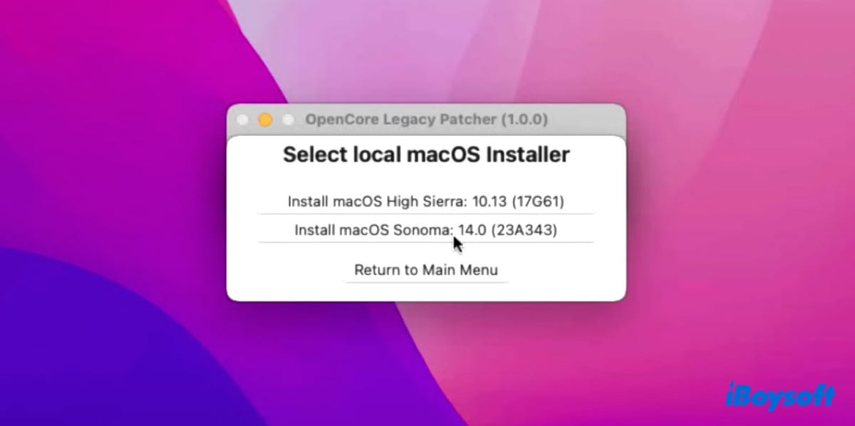 Select the macOS Sonoma installer