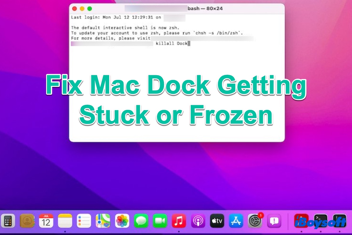fix Mac Dock frozen