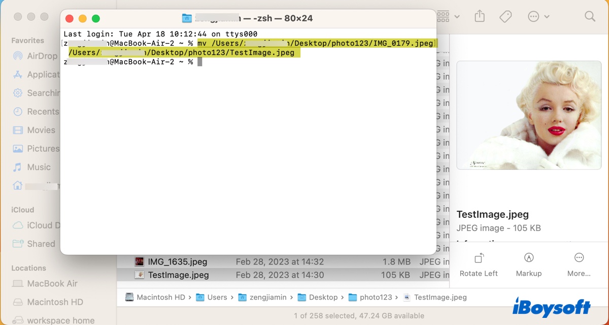 Rename files on Mac in Terminal