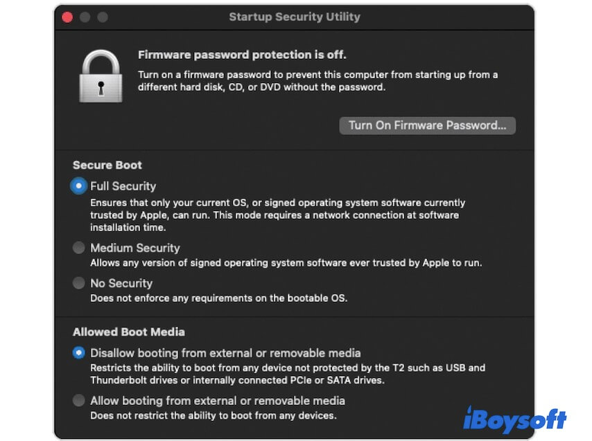 reset T2 chipped Mac startup security settings