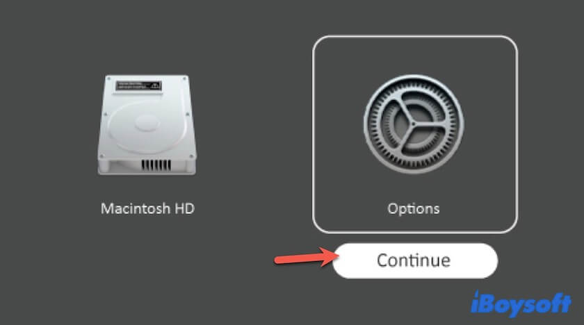 Wählen Sie Optionen, um den macOS-Wiederherstellungsmodus zu betreten