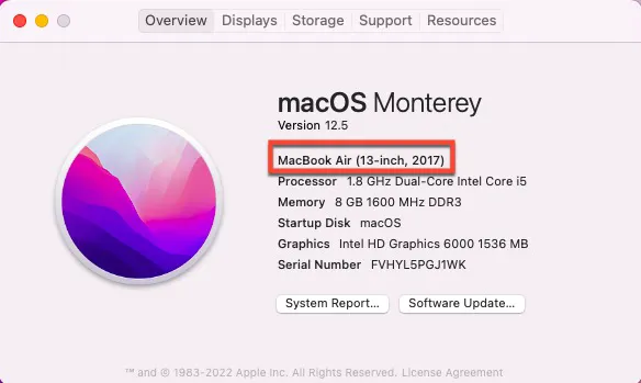 Verifique el modelo de su Mac