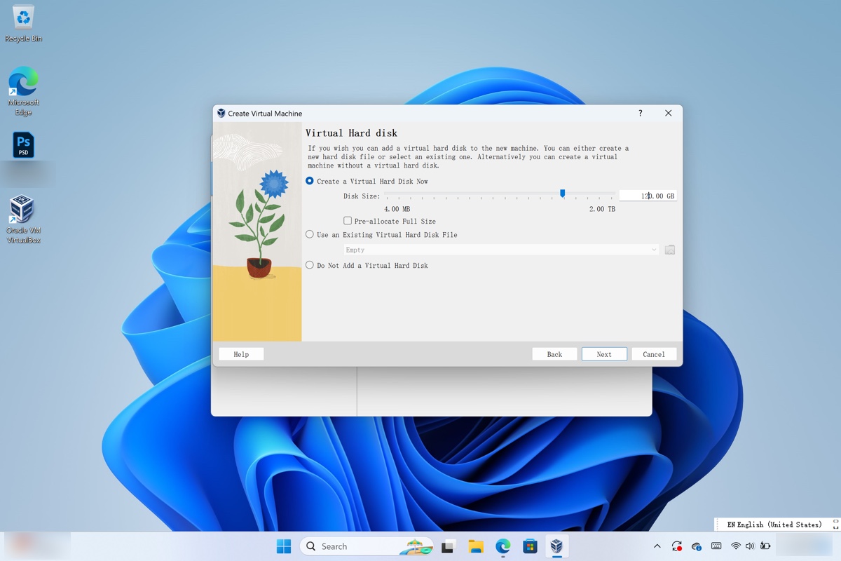 Assigner la taille du disque pour la machine virtuelle macOS Monterey