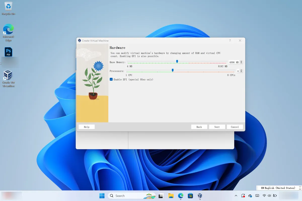 Arbeitsspeicher und Prozessoren für die macOS Monterey virtuelle Maschine konfigurieren