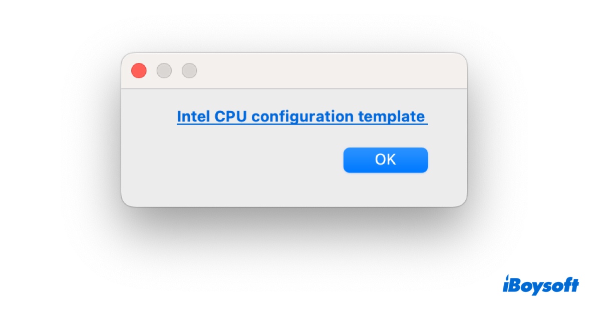 Verwende das Intel CPU Konfigurationstemplate