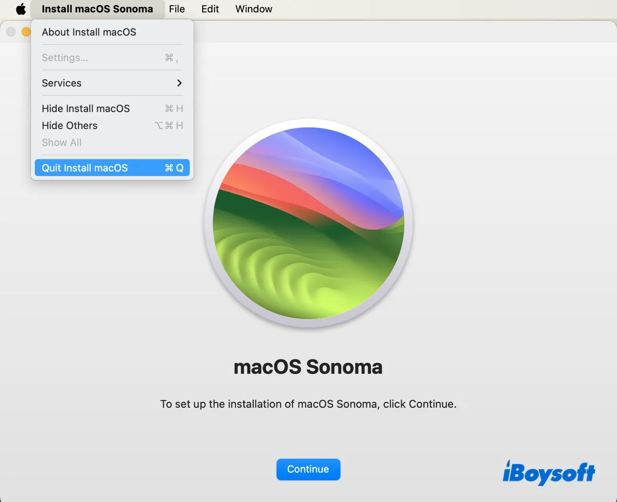 Quit the macOS Sonoma installer