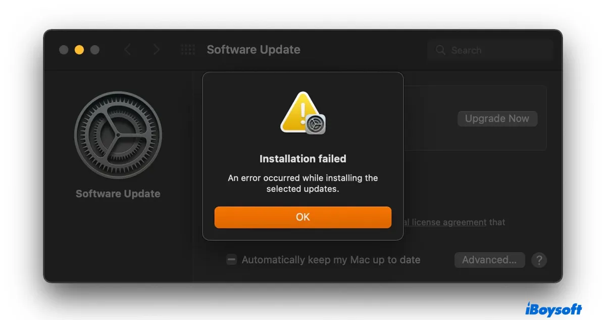 L'installation de macOS Sonoma a échoué en raison de problèmes de téléchargement