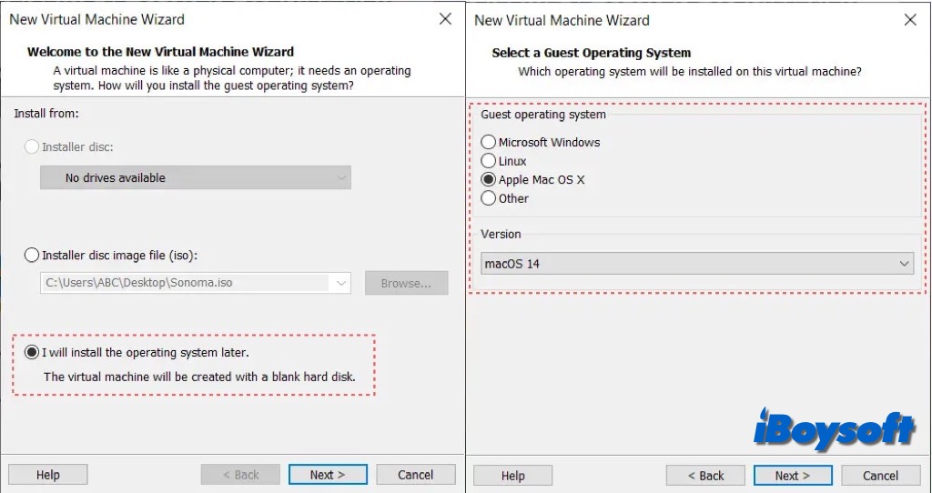 MacOS Sonomaの新しいゲストOSを作成する