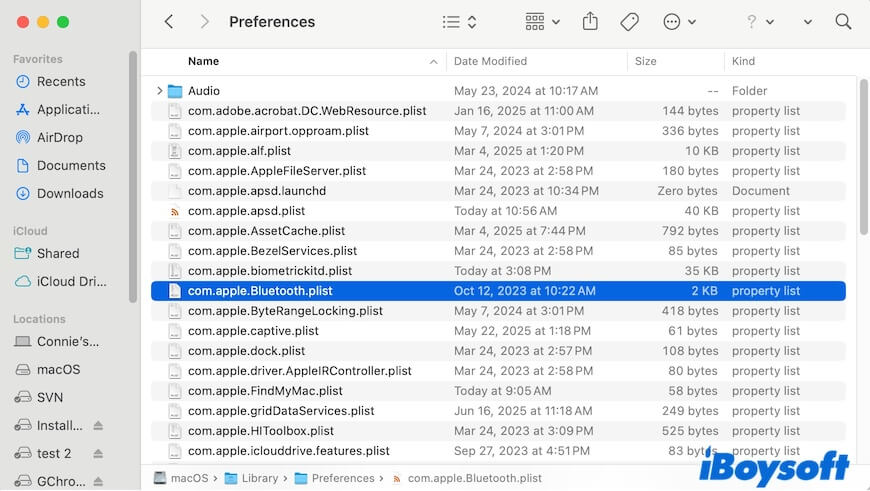 find and delete Bluetooth PLIST file on Mac