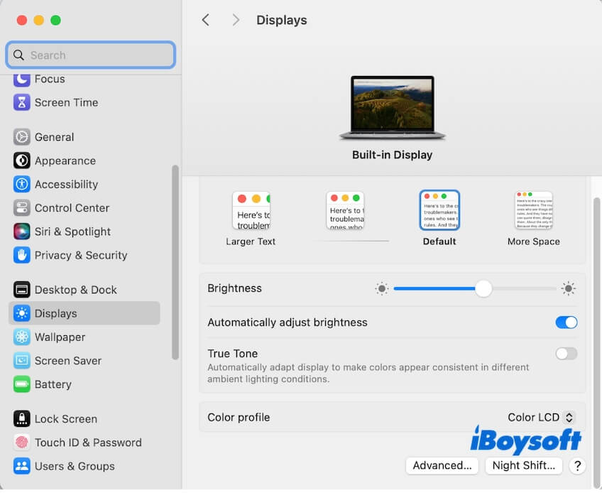 change MacBook display settings